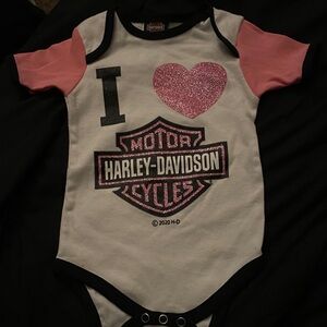 Harley-Davidson Pink and White Baby Bodysuit